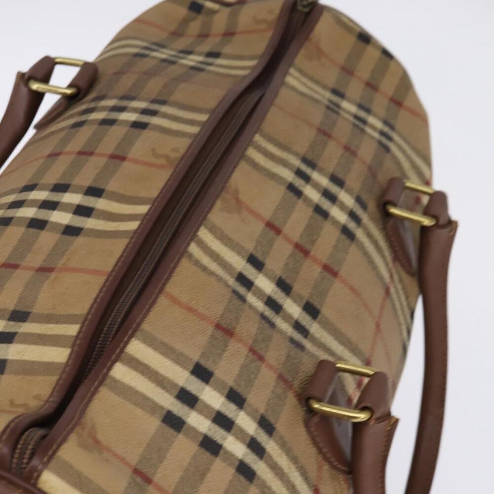 Burberrys Nova Check Boston Bag PVC Beige Gold Auth gh919 - Picture 6 of 16